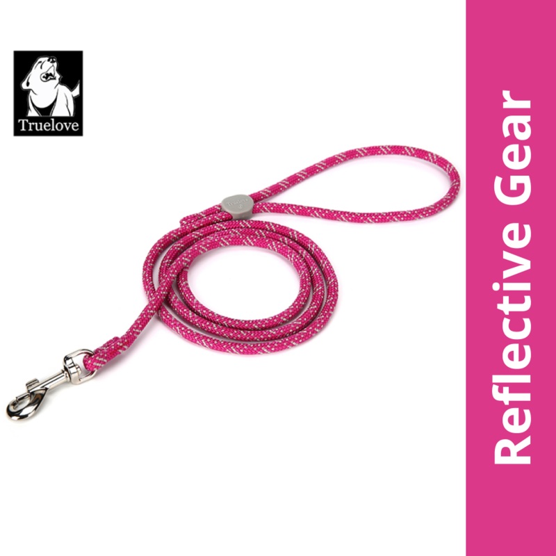 Truelove High Density Reflective Rope Webbing Leash for Dogs (Fuchsia) S:4.5mm Width