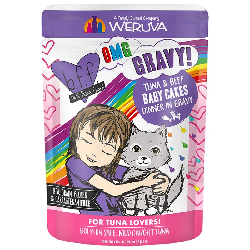 B.F.F. OMG Gravy! For Tuna Lovers Wet Cat Food – 3 oz, Minced in Gravy