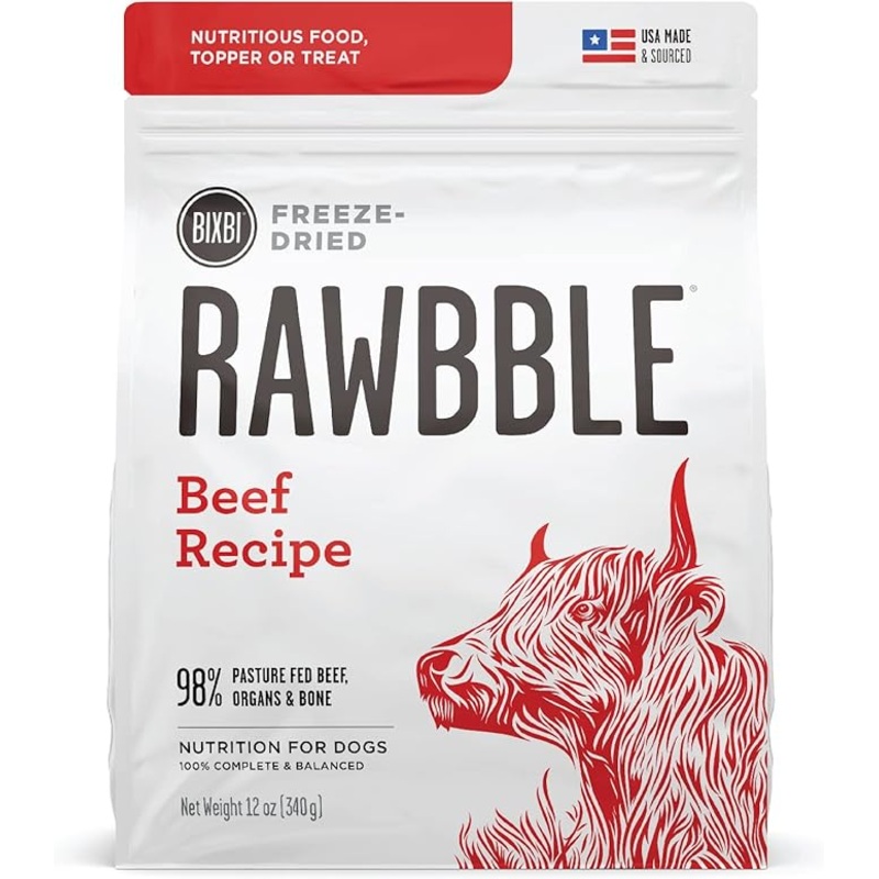 Bixbi rawbble freeze dried raw beef food for dogs 12oz
