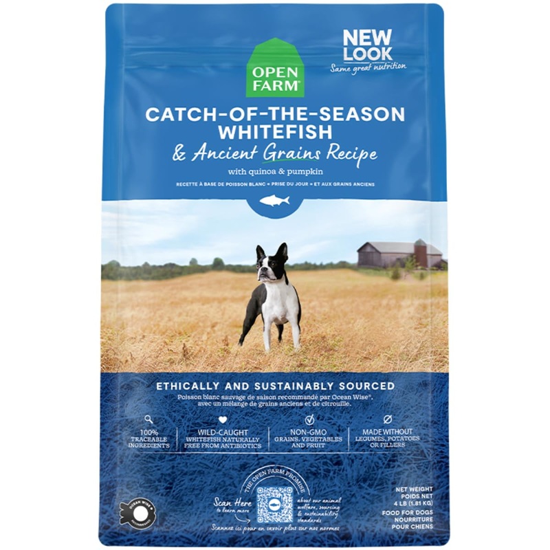 Open Farm Catch-Of-The-Season Whitefish & Ancient Grains Dry Dog Food, 11 lbs  Wild-Caught Whitefish Recipe