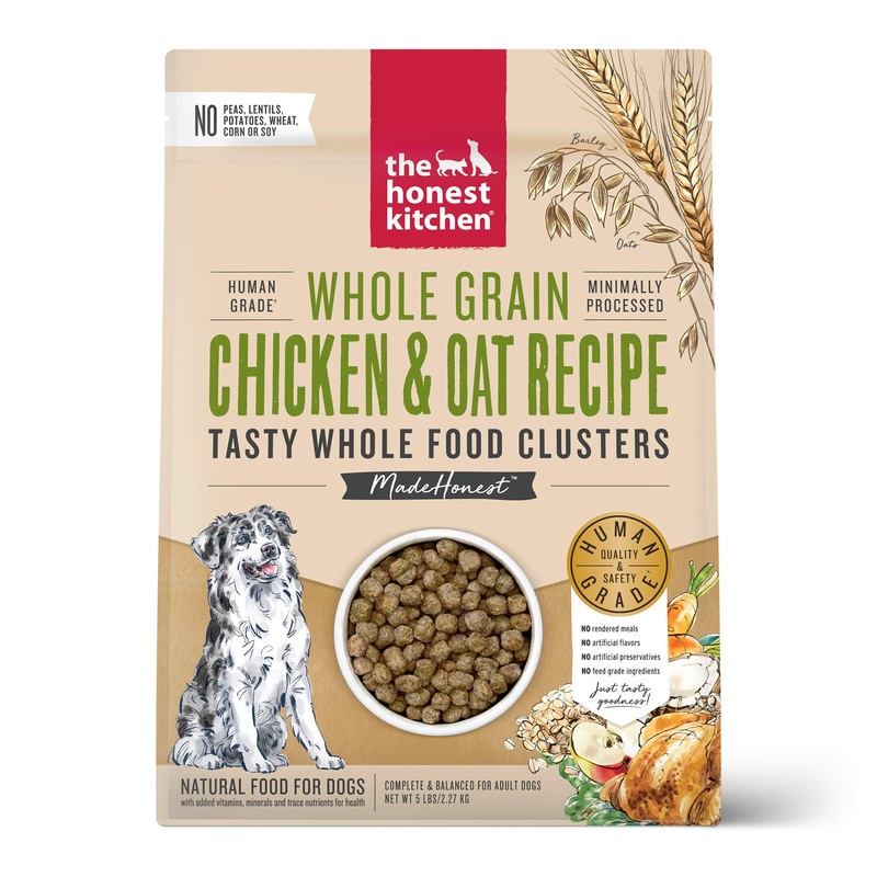 The Honest Kitchen Whole Food Clusters Whole Grain Chicken & Oat Dry Dog Food  Human-Grade, Nutrient-Rich Recipe  5 lb Bag