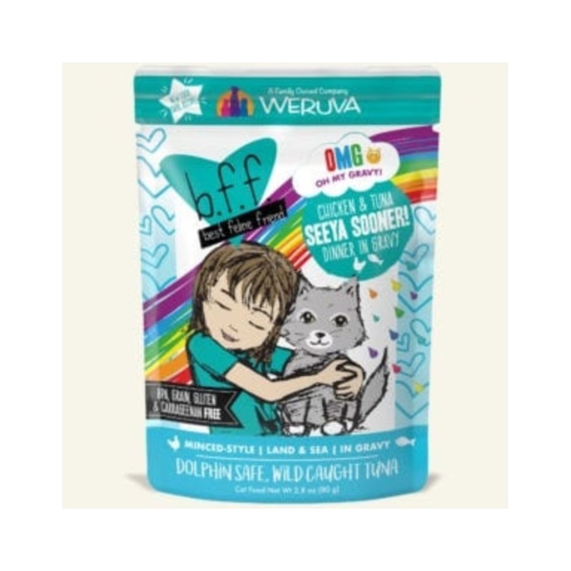 Weruva bff omg gravy chicken & tuna dinner in gravy pouch 2.8oz wet cat food