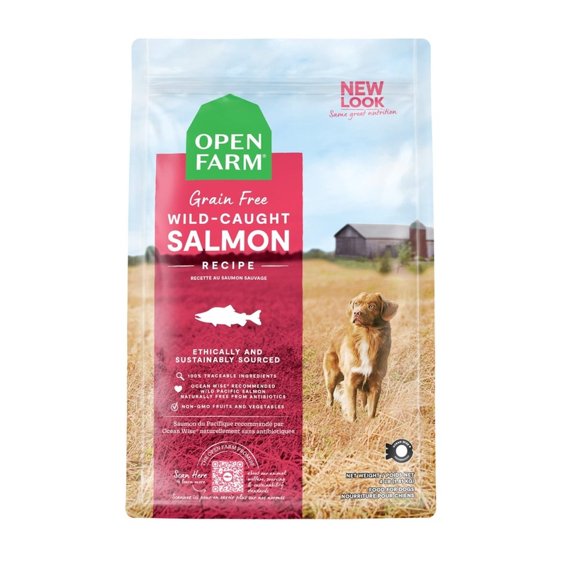 Open Farm Wild-Caught Salmon Grain-Free Dry Dog Food  Fresh Pacific Salmon Recipe with Non-GMO Superfoods (4 lbs)
