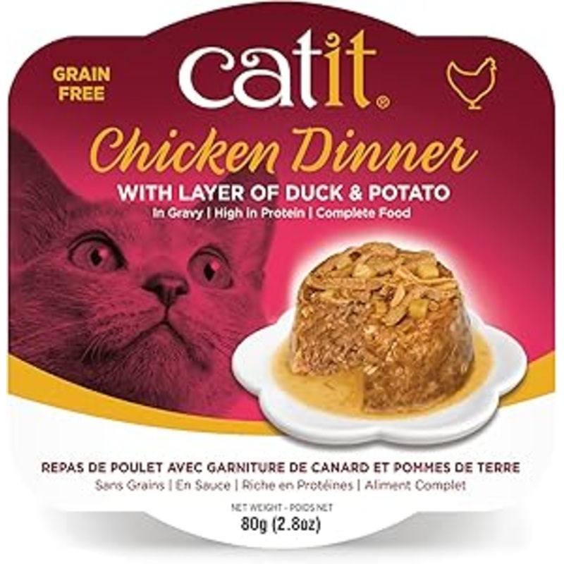 Catit chicken dinner with layer of duck and potato