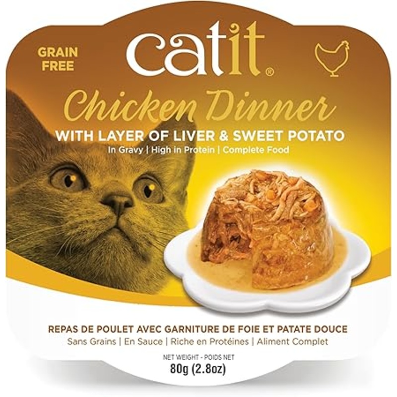 Catit chicken dinner with layer of liver and sweet potato