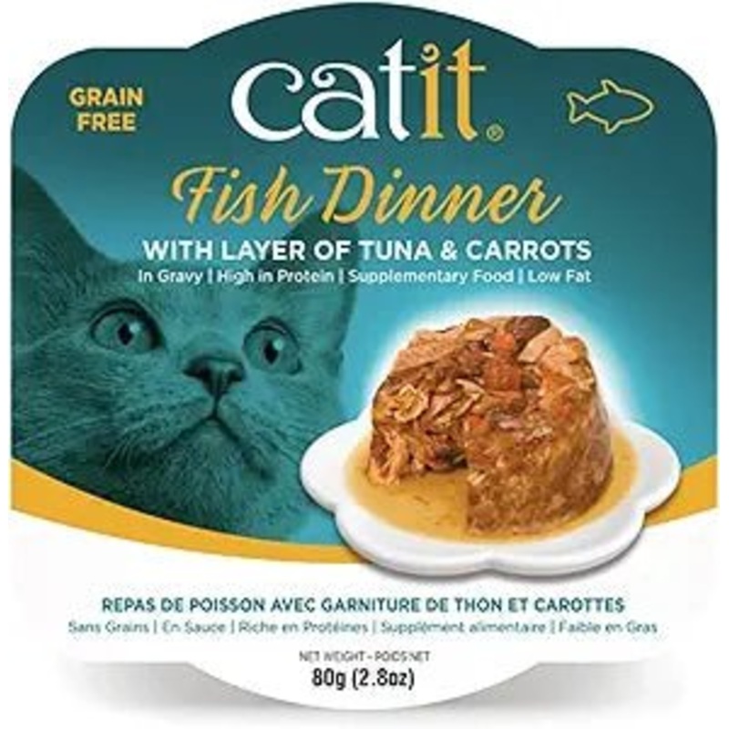 Catit fish dinner with layer of tuna and carrots