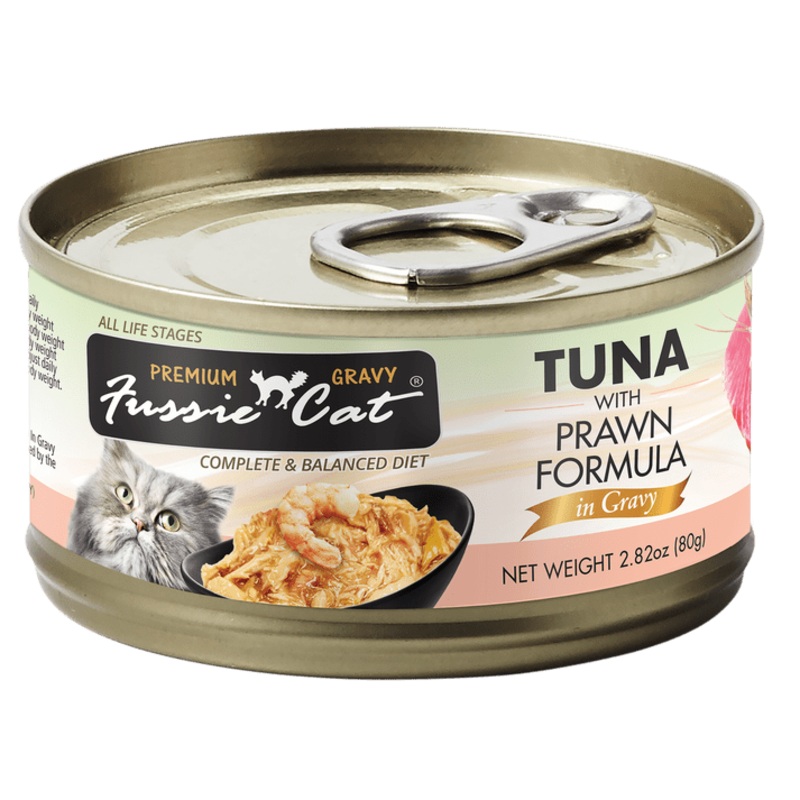 Fussie cat tuna with prawn formula in gravy