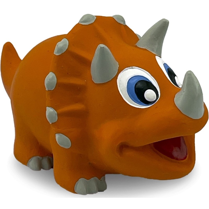 PetSport Naturflex Tiny Tots Small Triceratops Latex Dog Chew Toy | Non-Toxic Rubber Chew Toy | 4″