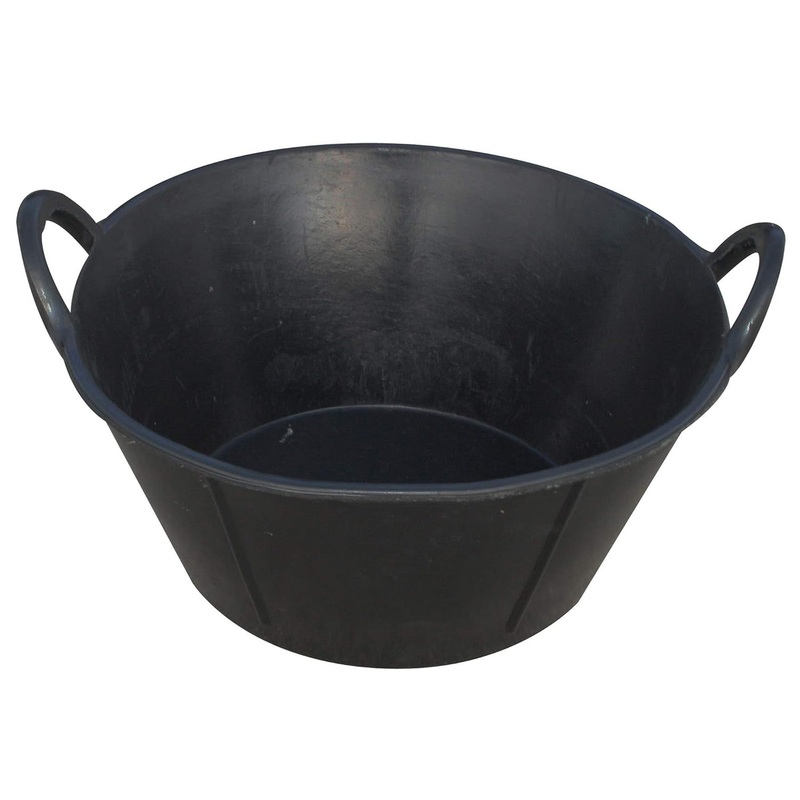 Rubber Feeding and Watering Pan/Tub with Handles Black 3 gallon