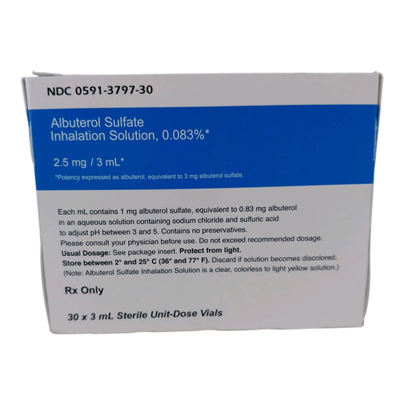 Rx Albuterol Inhalation Solution, 0.083%, 3ml 30 ct