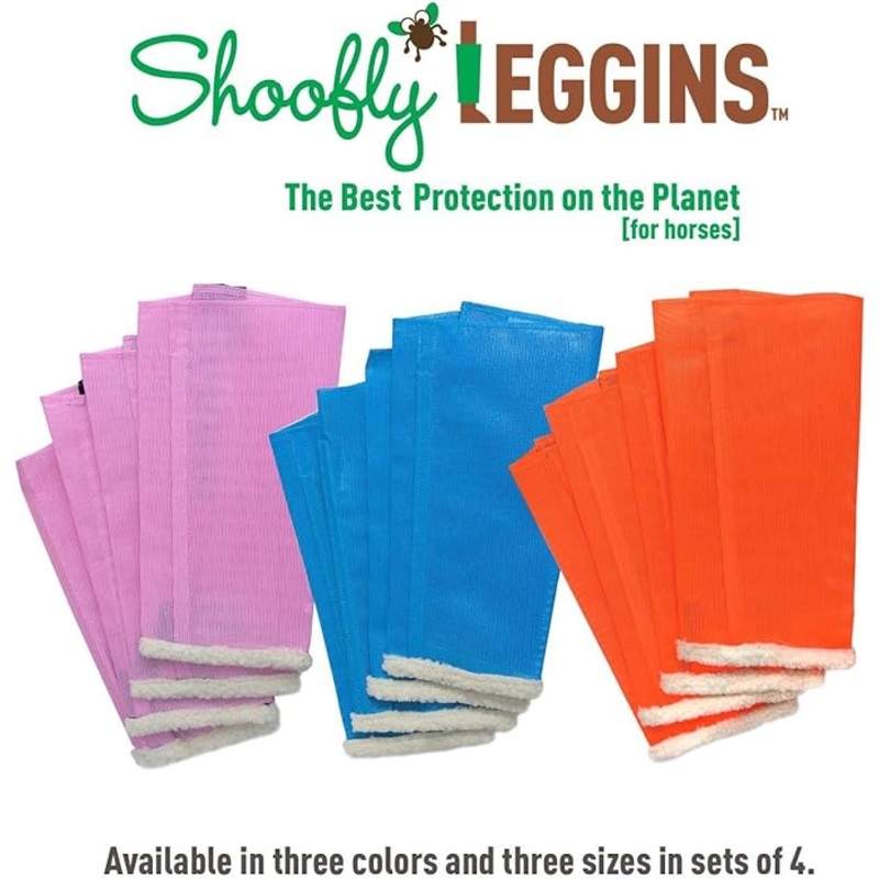 Shoofly Leggins Fine Mesh Fly Boots for Horses, 4 Pack Orange Miniature