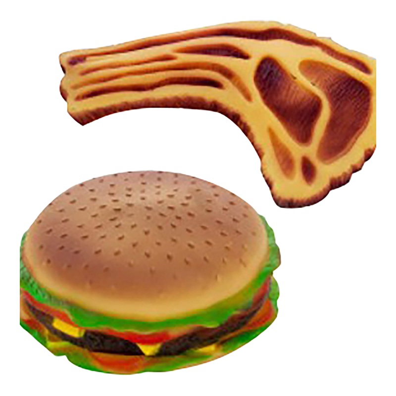 Squeaky Hamburgers & Steaks Dog Toy, Assorted Assorted