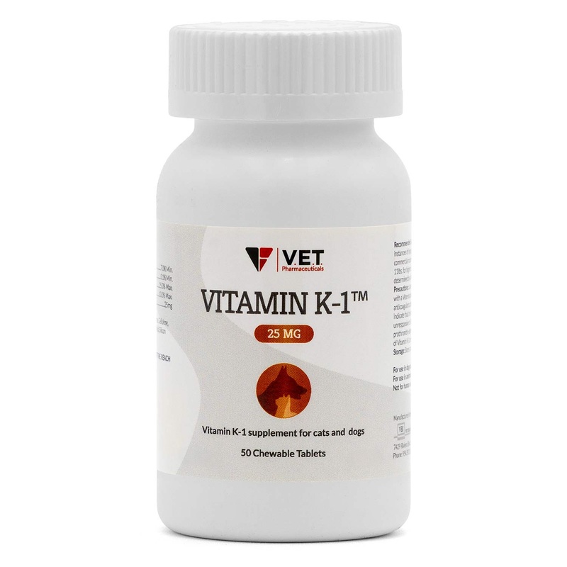 Vitamin K1 Chewable Tablets for Cats & Dogs 25mg 50 ct