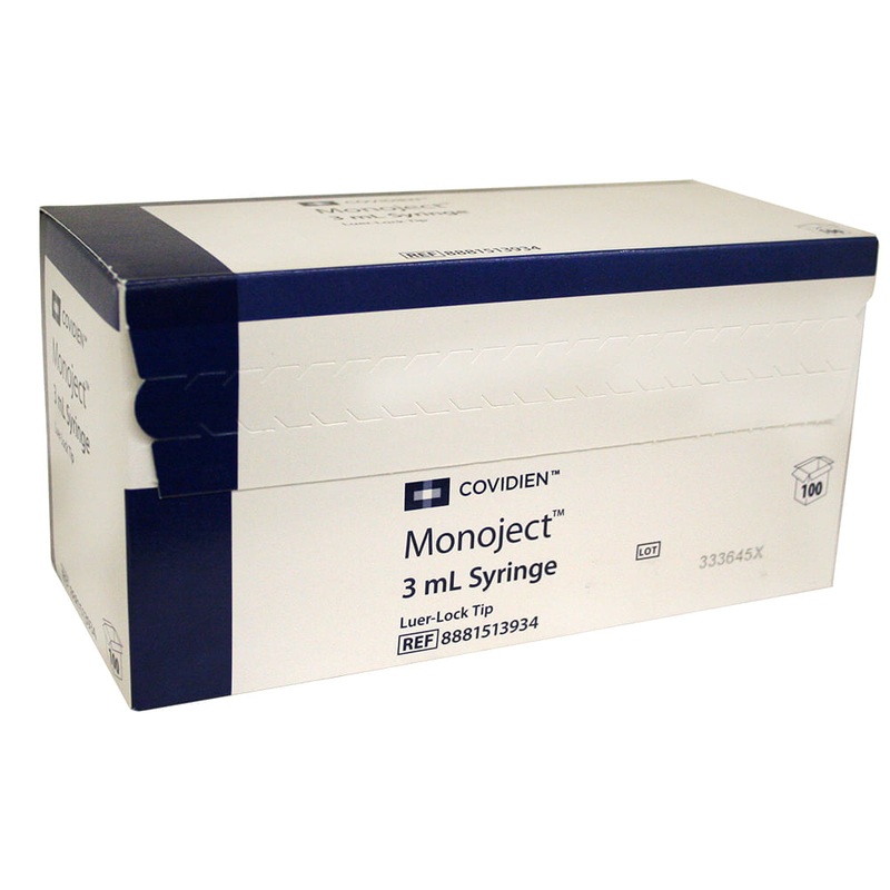 Rx Monoject Luer-Lock (LL) Syringes 3 cc 100 Count