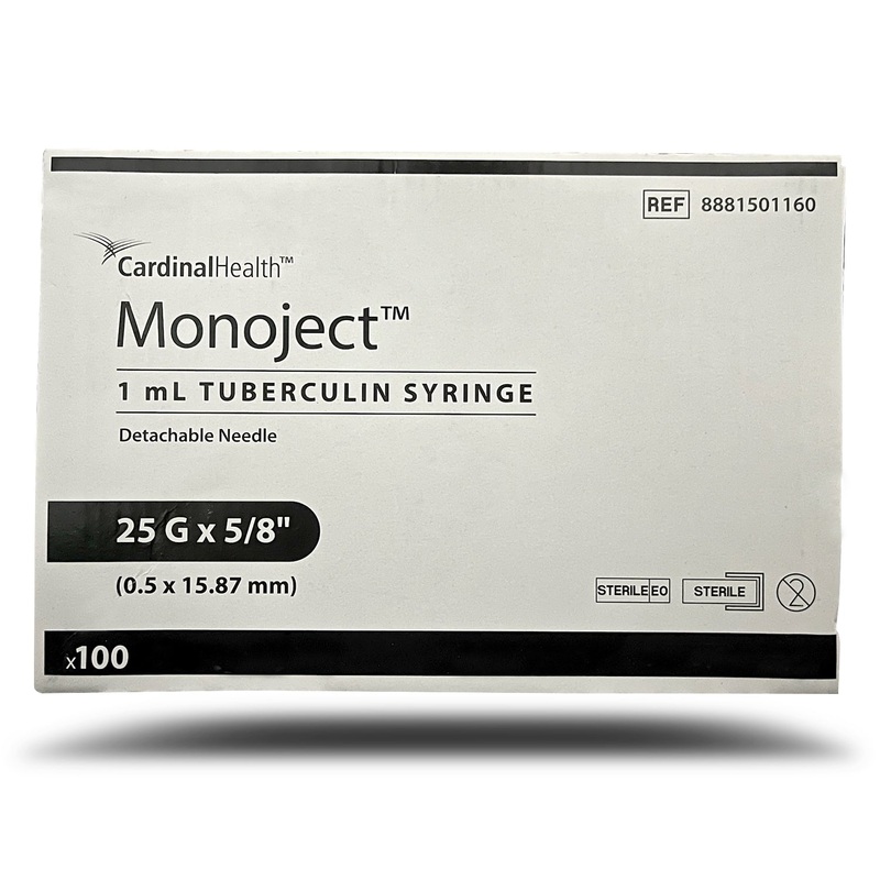 Rx Monoject Tuberculin (TB) Syringe with Needle 1 cc TB with 25G x 5/8″ Single