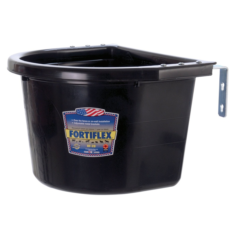 Over-The-Fence Bucket for Horse & Livestock Feeding, 5 Gallon Over-The-Fence Bucket, Black